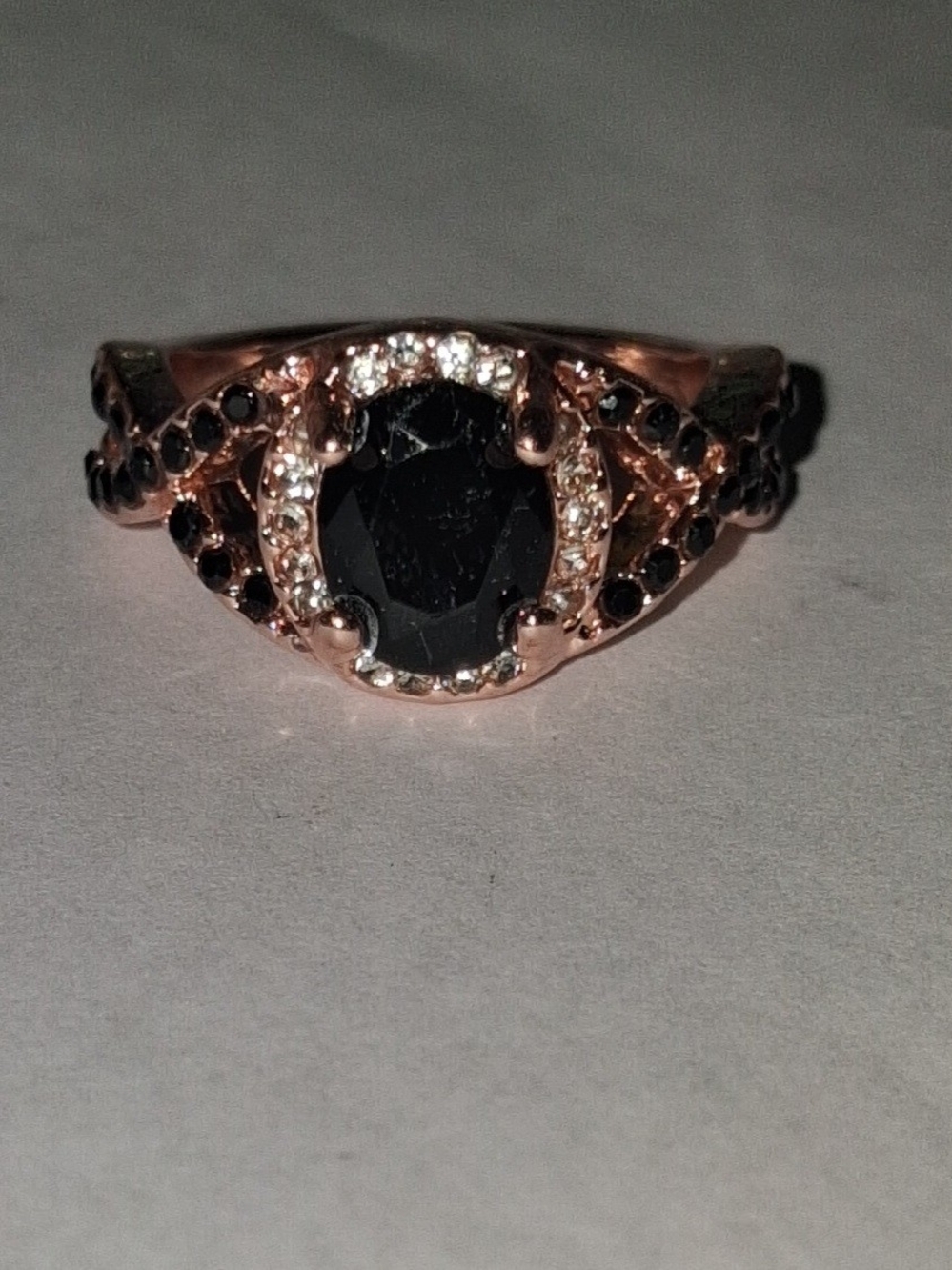 Rose Gold Black Stone Halo Ring